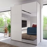 Core vaatekaappi liukuovilla 170,1x210x61 cm valkoinen/ kirkas peili